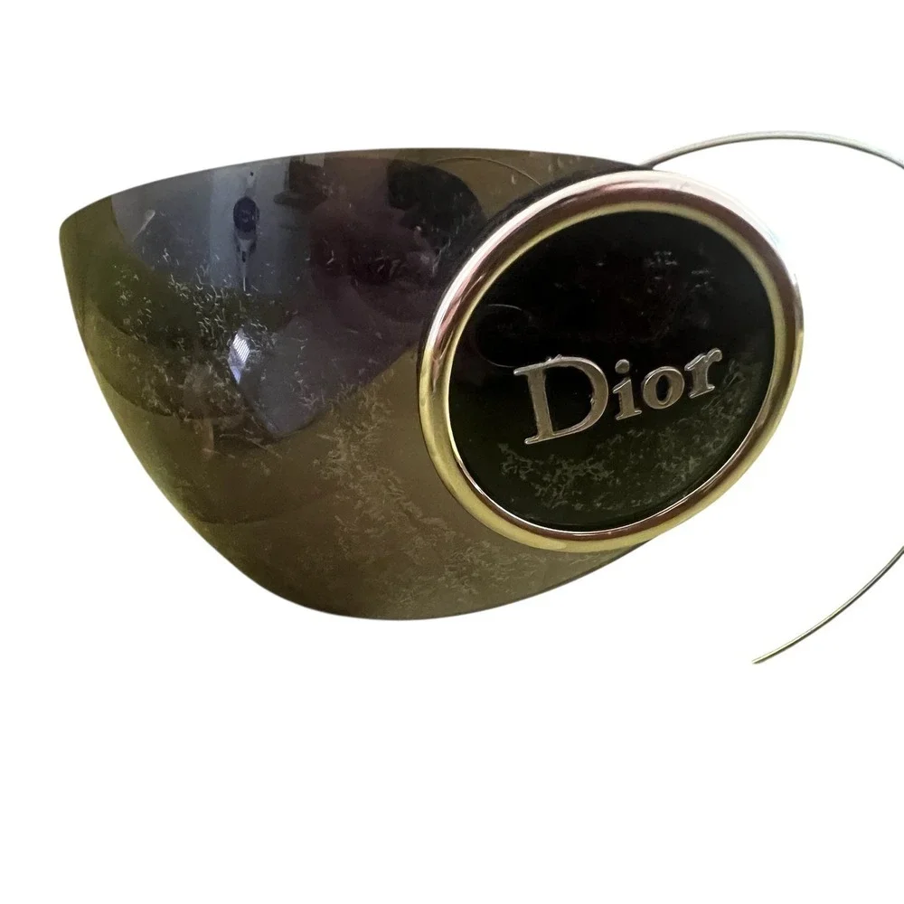 Christian Dior Vintage Shield Sunglasses Y2K Oversized Wrap Logo Medallion Black